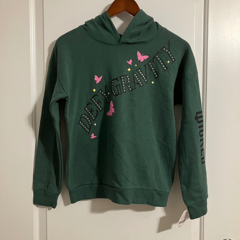 Wicked Movie Defy Gravity Green Hoodie Butterfly Studded XL NWT